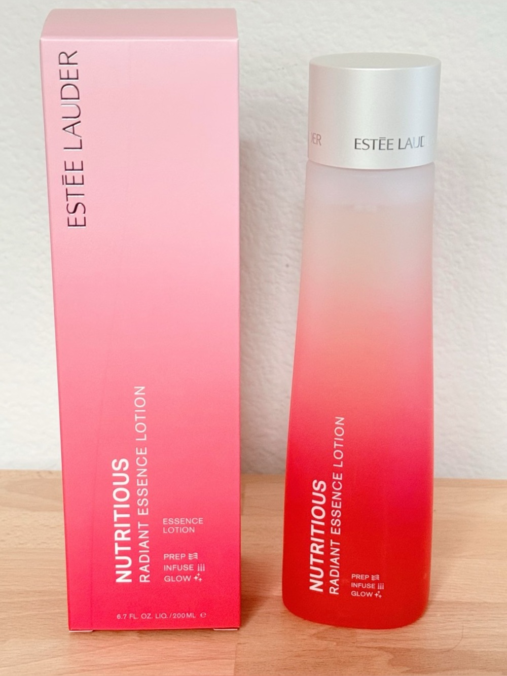 Estee Lauder Nutritious Radiant Essence Lotion — Pink Gradient Bottle